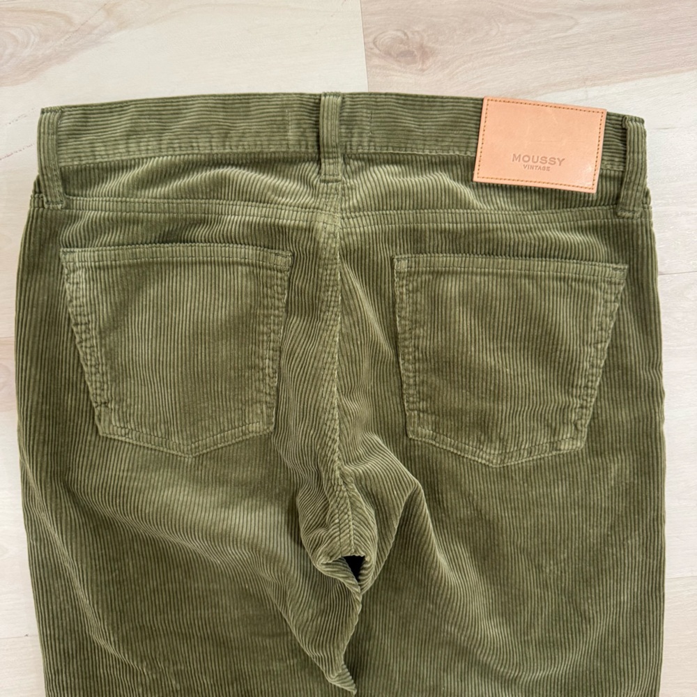 Moussy Vintage Ailey Corduroy Pant Olive Green Women's 27 Japan Skinny Straight - Picture 13 of 15